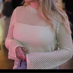 Forever 21 Cream Mesh Knit Top